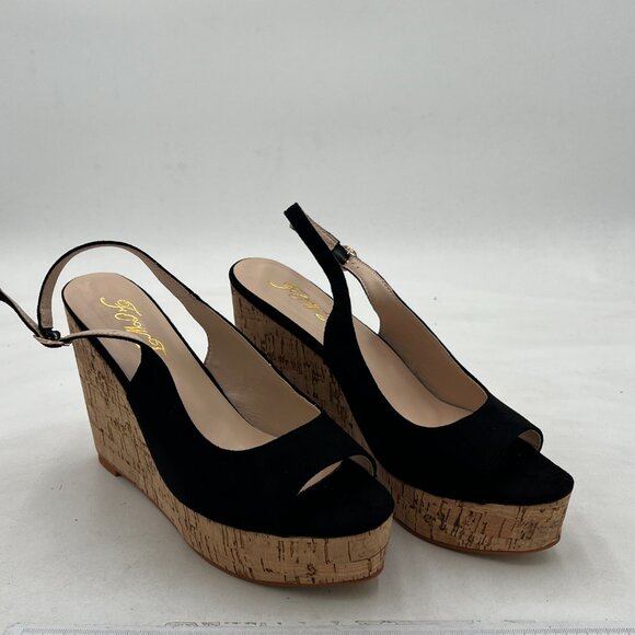 FOWT  Wedge Platform Pumps Peep Open Toe Ankle Strap Slingback Backstrap High He - Picture 3 of 7